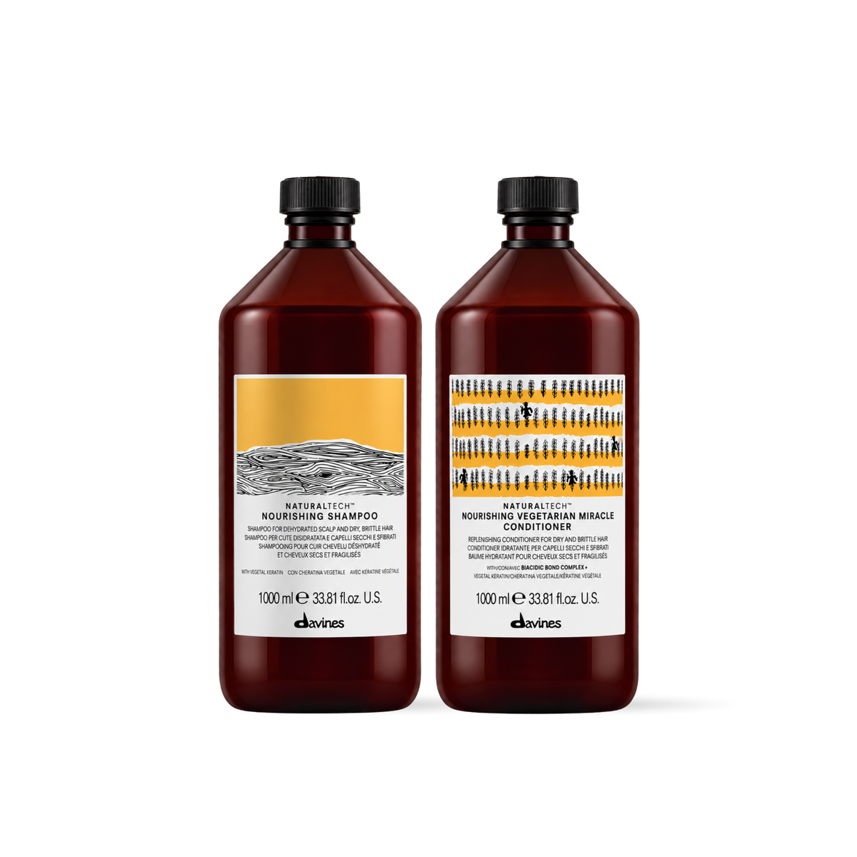 Pack Davines Nourishing Shampoo + Acondicionador 1L | Nutrición y Reparación para Cabello Seco y Dañado