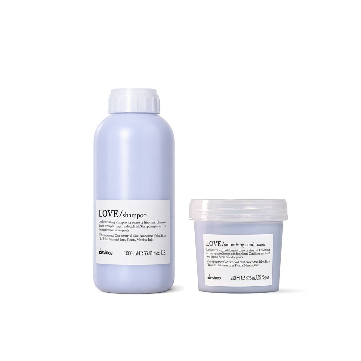 Pack Davines Love Smoothing Shampoo 1L + Acondicionador 250 ml | Tratamiento Antifrizz Profesional