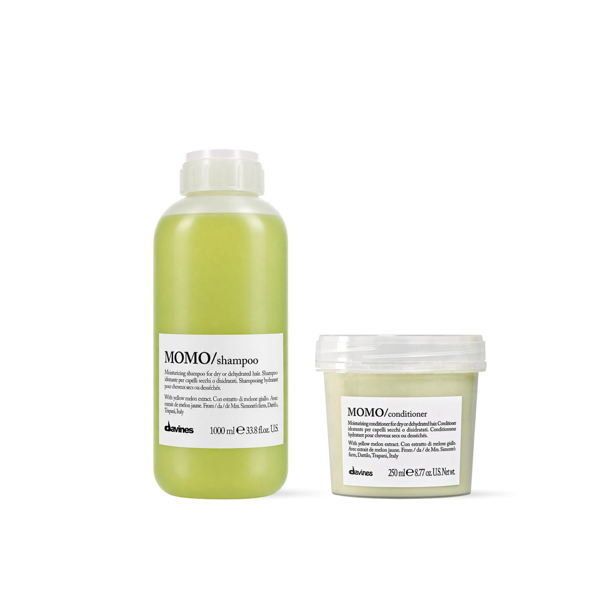 Pack Davines MOMO Shampoo Hidratante 1L + Acondicionador 250ml | Cabello Seco y Deshidratado