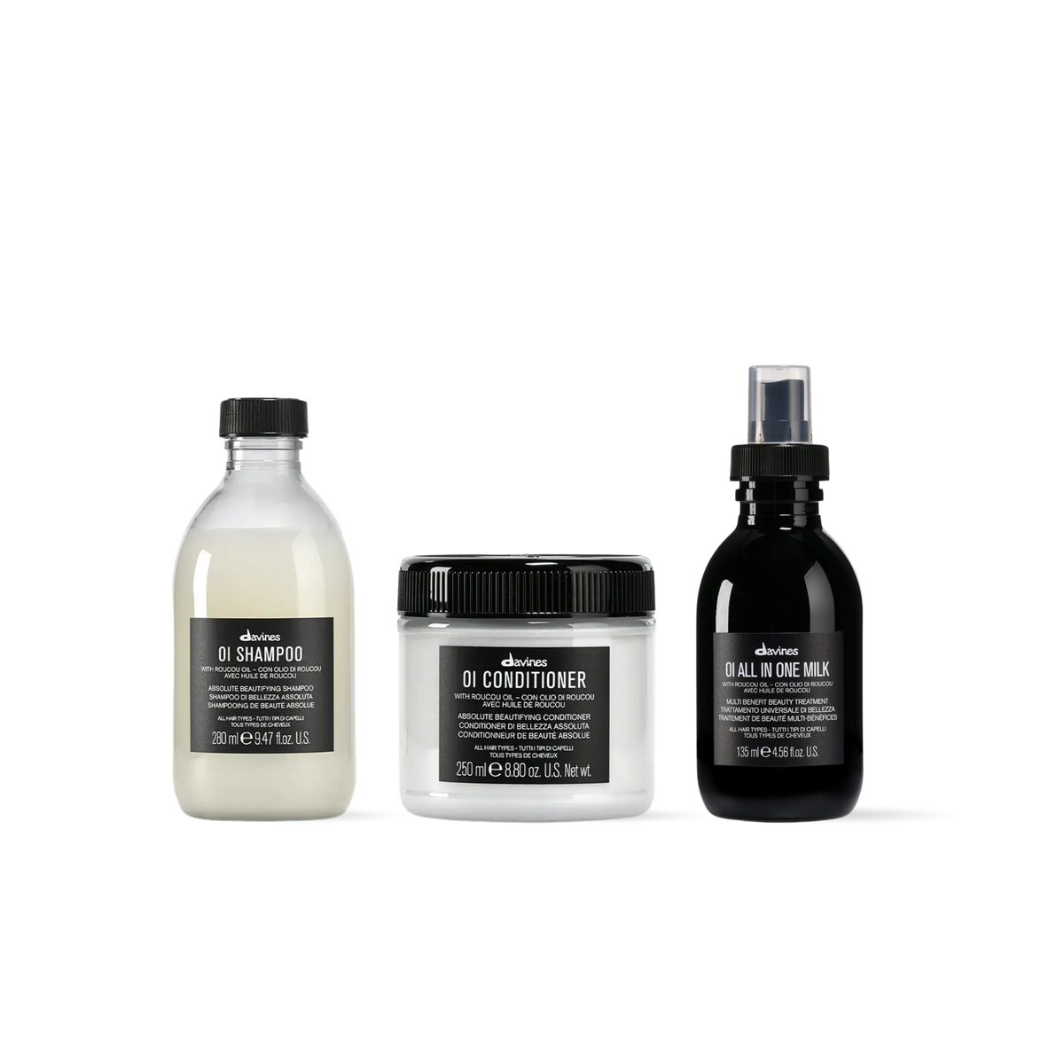 Pack Davines OI Shampoo 280 ml + Conditioner 250 ml + All In One Milk 135 ml