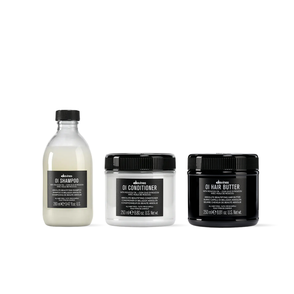 Pack Davines OI Shampoo 280 ml + OI Conditioner 250 ml + OI Hair Butter 250 ml