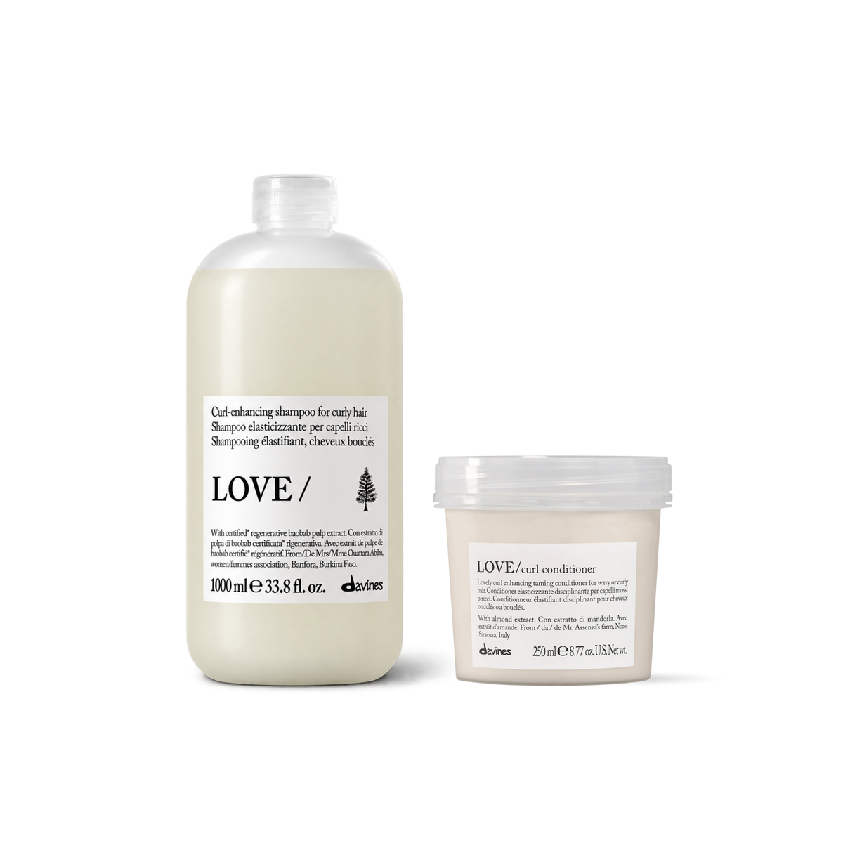 Pack Rizos Love Curl Shampoo 1L + Acondicionador 250 ml para Cabello Rizado y Ondulado