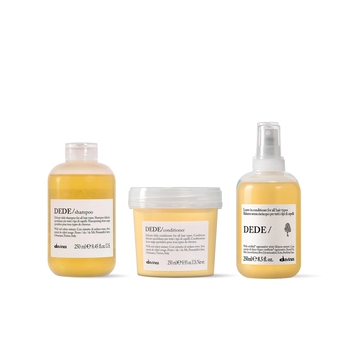 Pack Davines Dede Shampoo y acondicionador 250ml + Hair Mist 250ml | Hidratación Ligera y Protección para Uso Diario