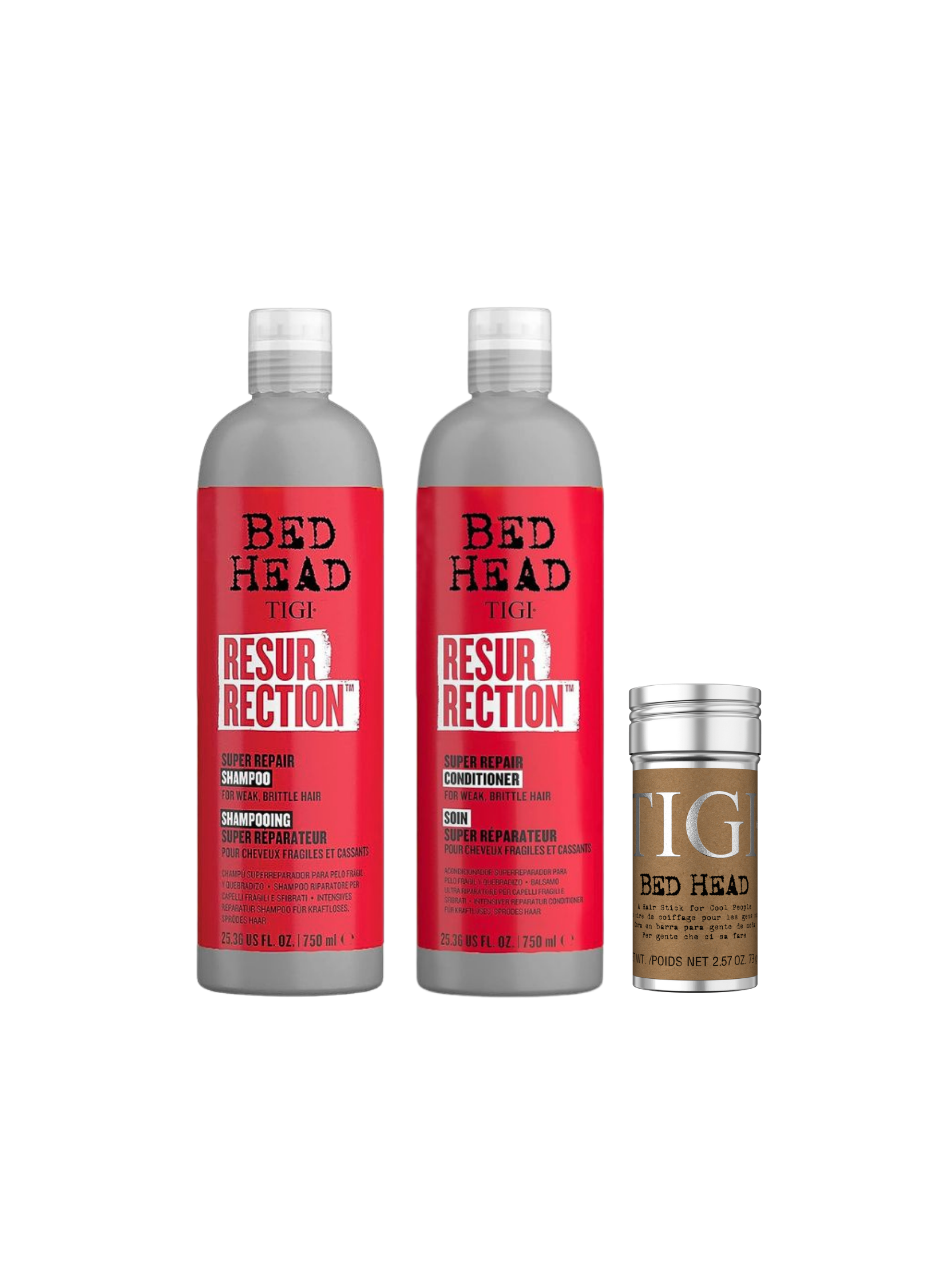 Pack Resurrection Shampoo y Acondicionador más Cera Stick Mate | Tigi Bed head