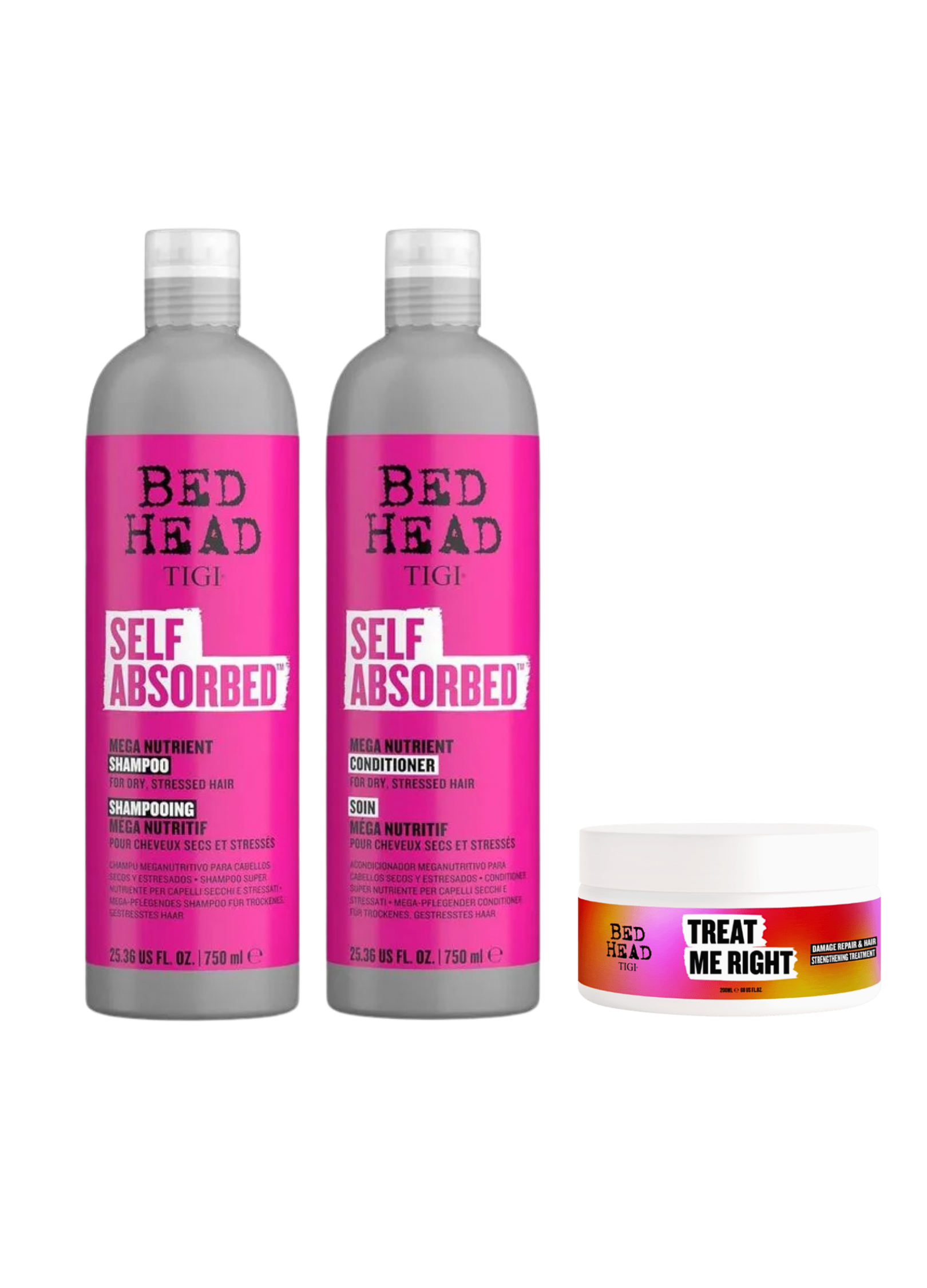 Pack Self Absorbed Dúo 750ml Shampoo y Acondicionador más mascarilla Treat me right  TIGI Bed Head