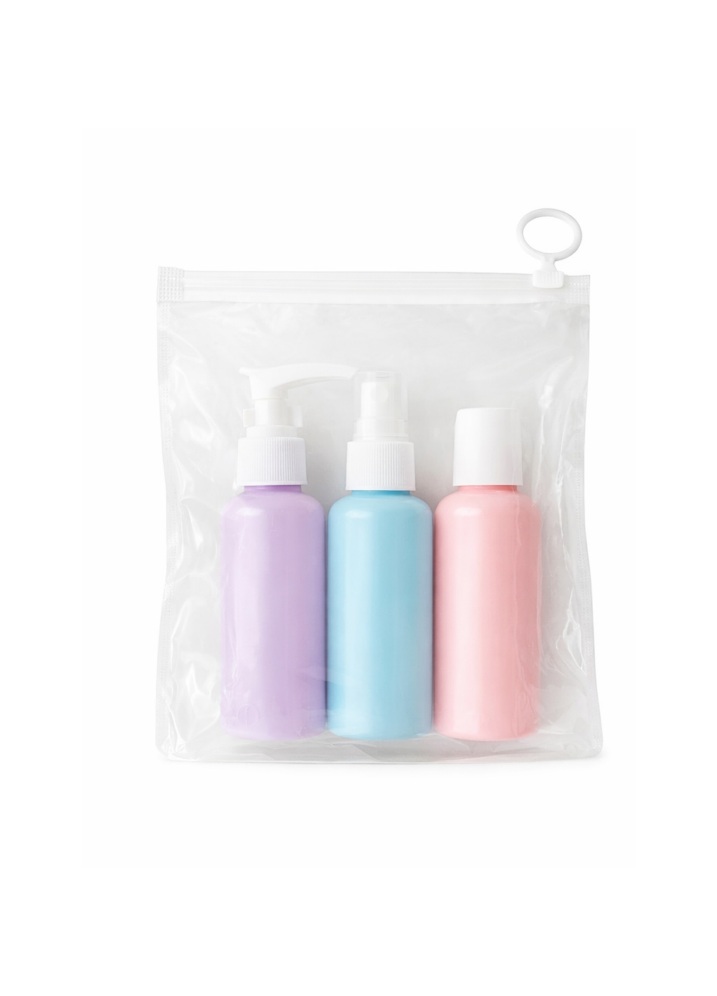 Set de 3 Botellas Multiusos de Viaje con Estuche Transparente