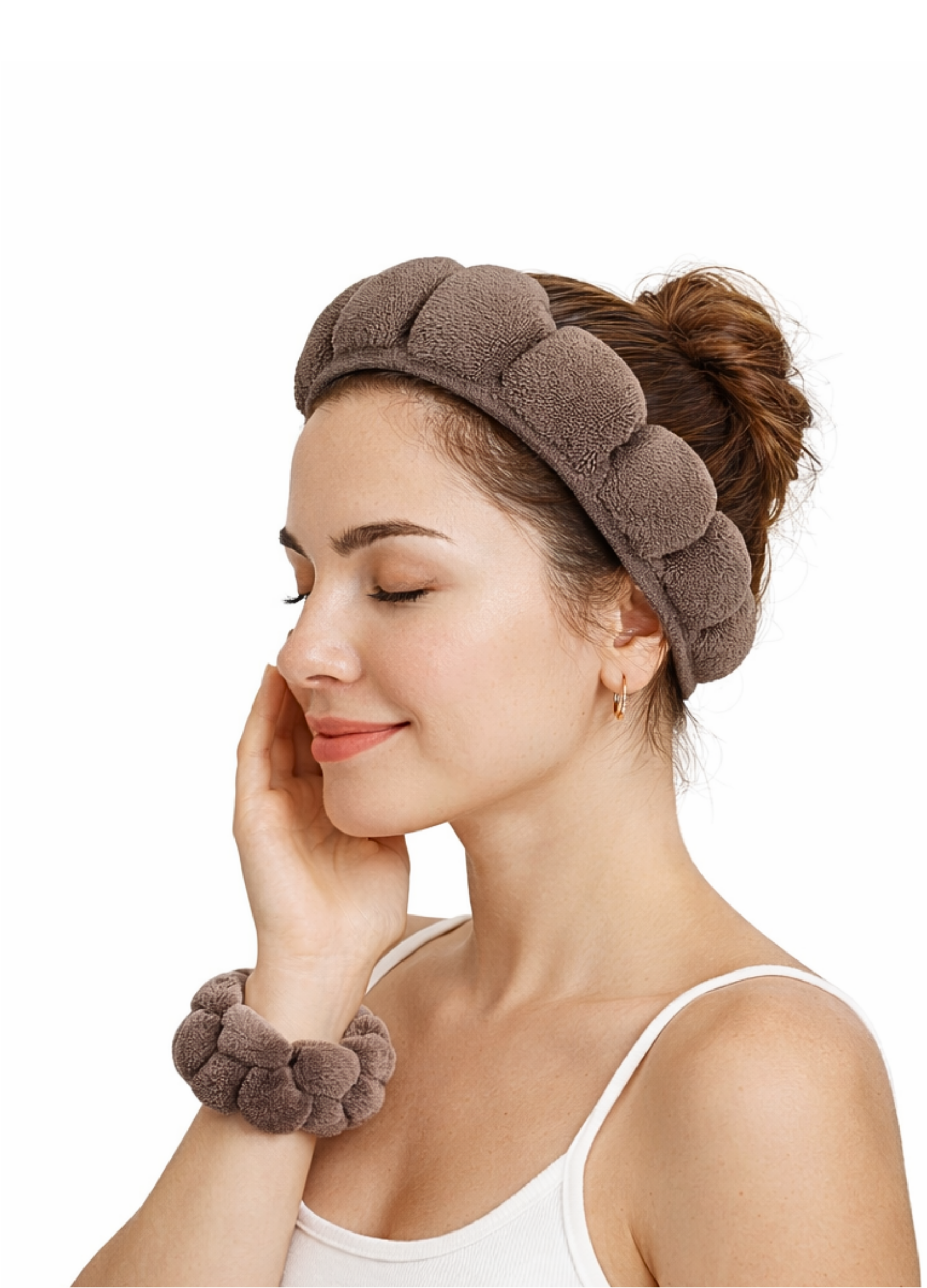 Set Spa Facial Vincha + Muñequeras de Microfibra Suave