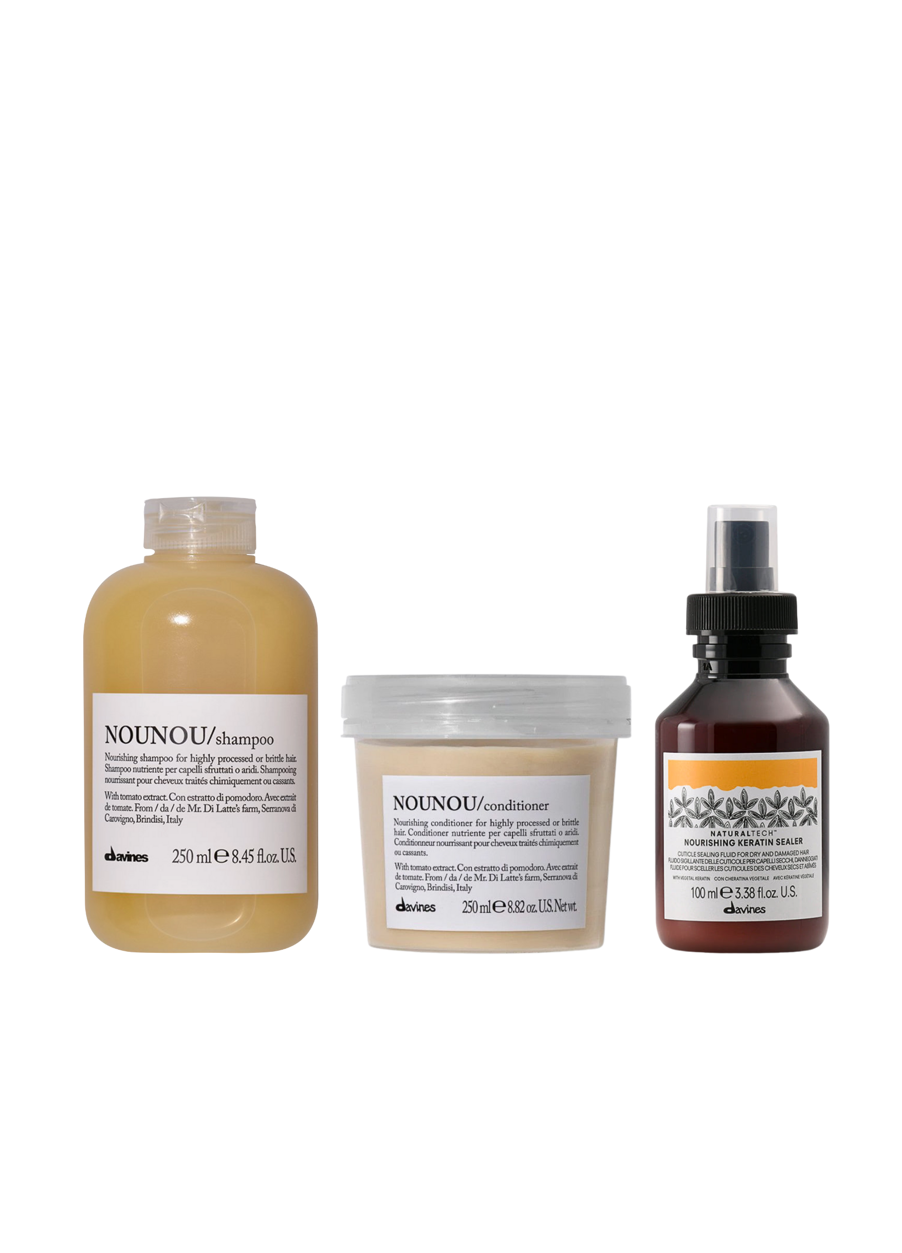 Pack Nounou post alisado reparador y loción sin enjuague Davines